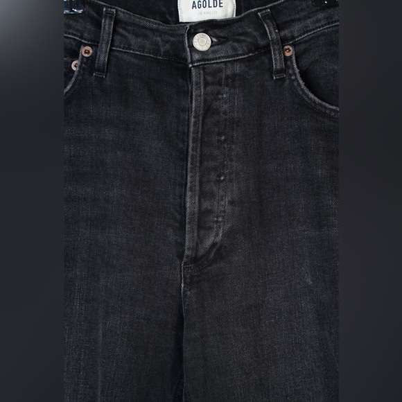 AGOLDE Nico Distressed Jeans High Rise Skinny Black Suburbia Size 27 - Picture 3 of 14